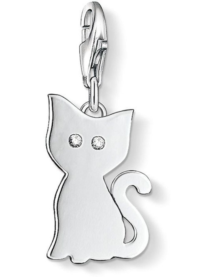 Club Silver CZ Kitty Charm in Silver