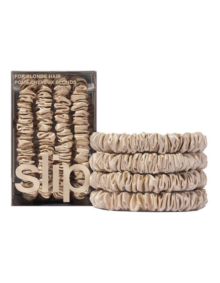 Pure Silk Back to Basics Skinny Scrunchies Set of 4 in Blonde