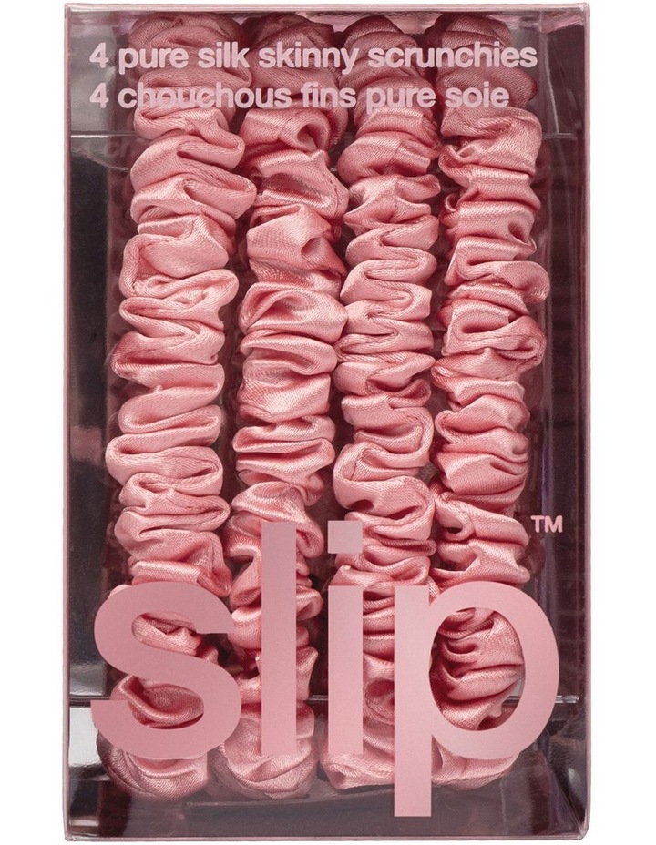 Pure Silk Skinny Scrunchies Set of 4 in Rose