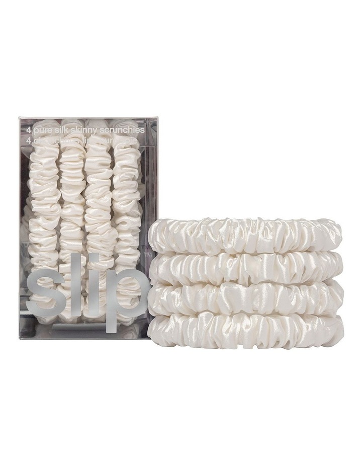 Pure Silk Skinny Scrunchies Set of 4 in White