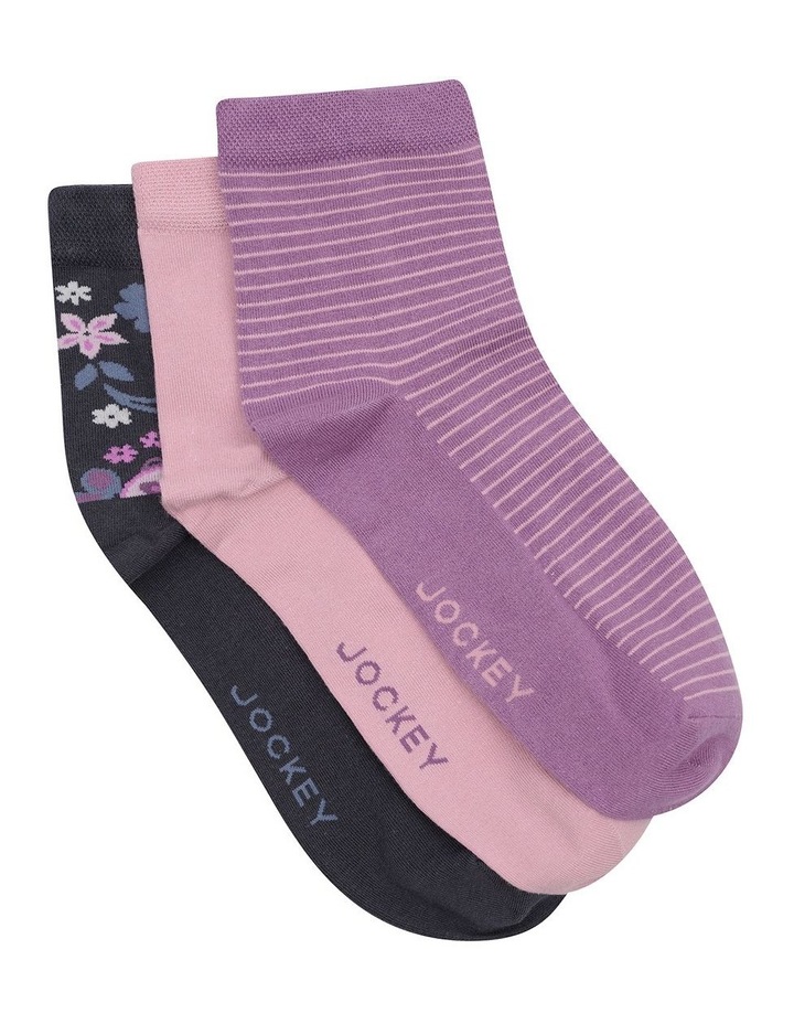 Pattern Anklet Socks 3 Pack in Multi