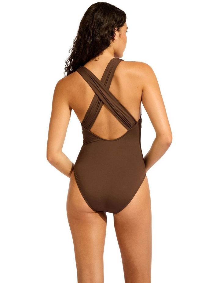Cross Back One Piece in Brown