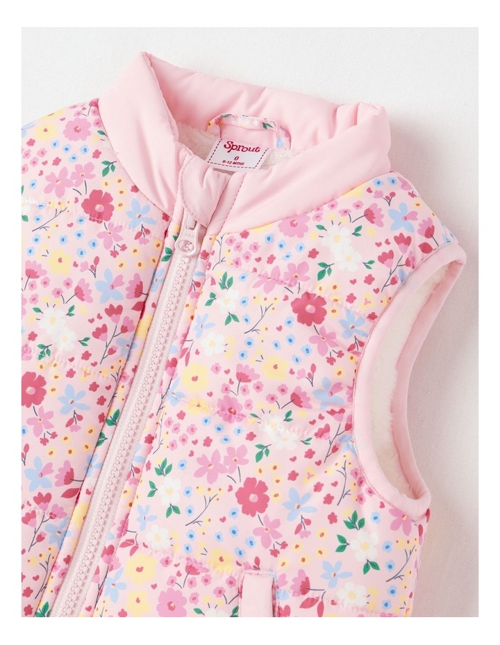 Sherpa Lined Floral Vest in Blush