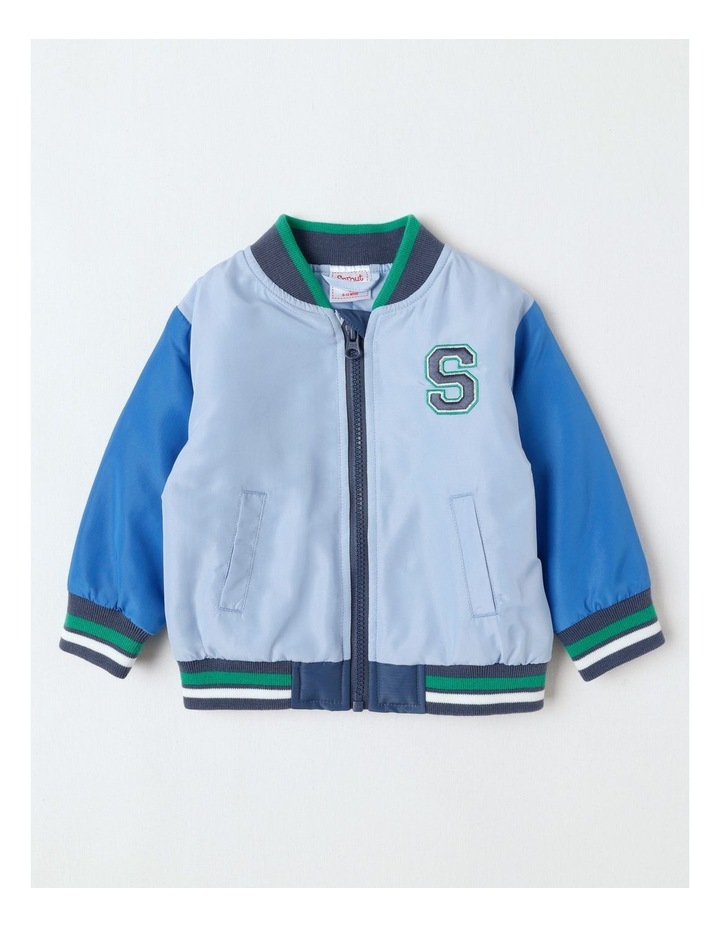 Spliced Bomber Jacket in Bluestone