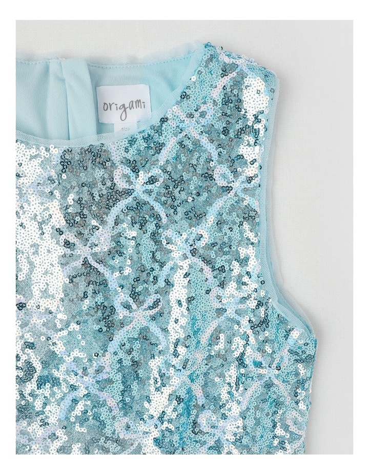 Elenor Bow Dress with Godet Inserts in Blue