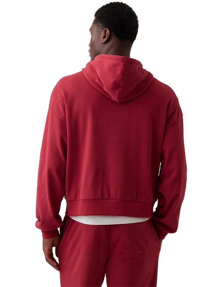 Jpn Ie Oval Logo French Terry Pullover Hoodie in Barn Red