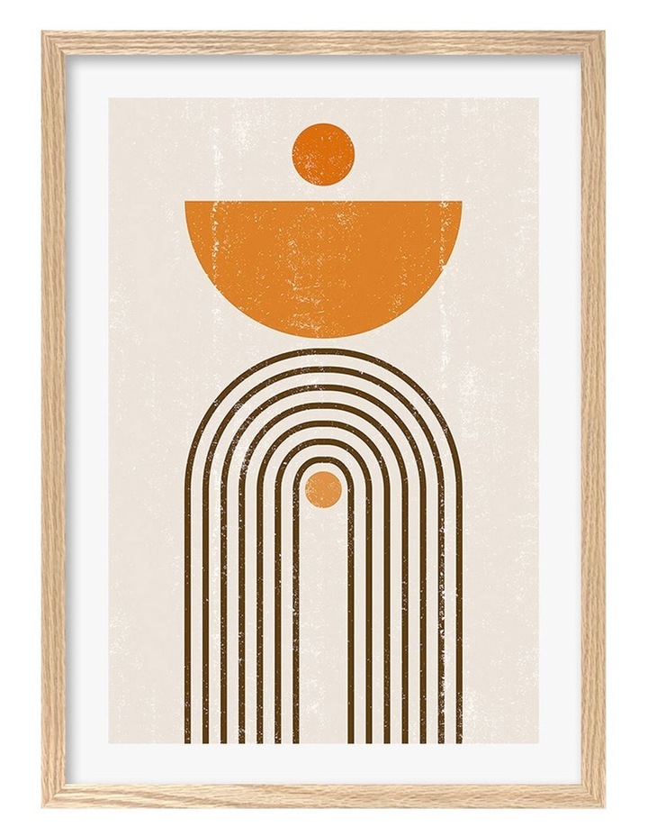 Australian Made Orange Boho Arch Framed Print in Natural