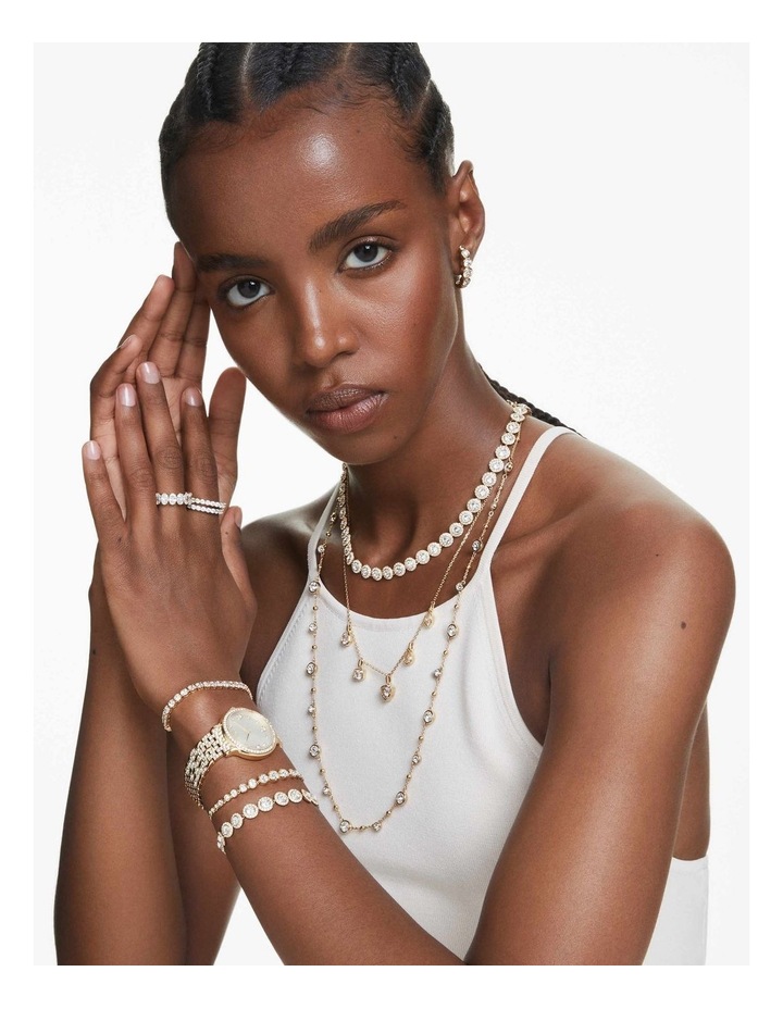 Imber Tennis Mixed Round Cuts Gold-Tone Plated Bracelet in White