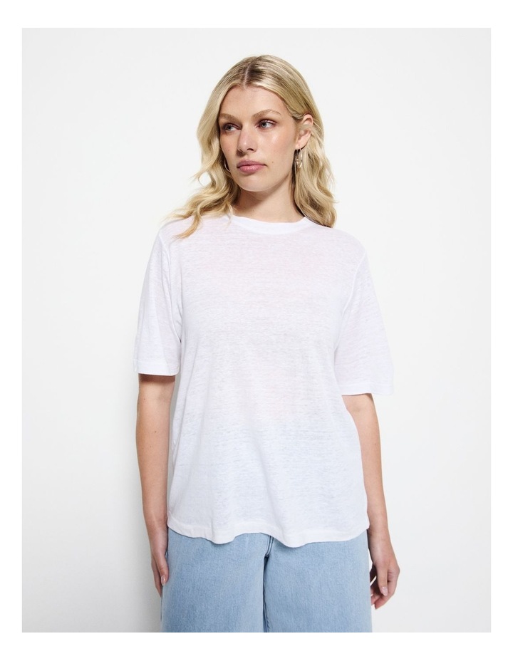 Short Sleeve Linen Tee in White