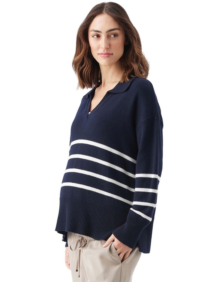 Lori Nursing Knit in Navy / White
