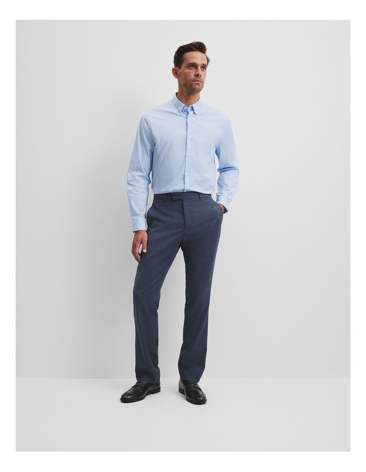 Long Sleeve Slim Fit Cotton Stretch Shirt in Pale Blue