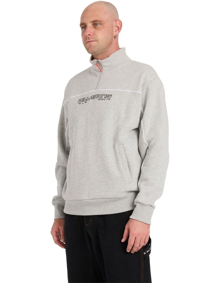 Spec 73 1/4 Zip Mock Neck Fleece Top in Light Grey Heather