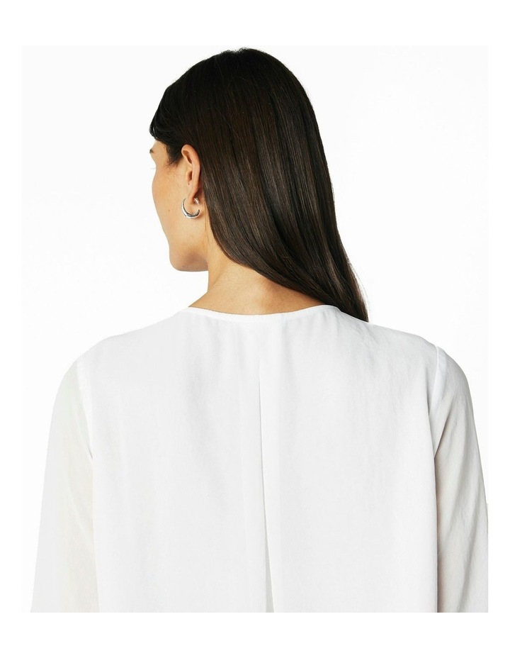 V-Neck Long Sleeve Top in White