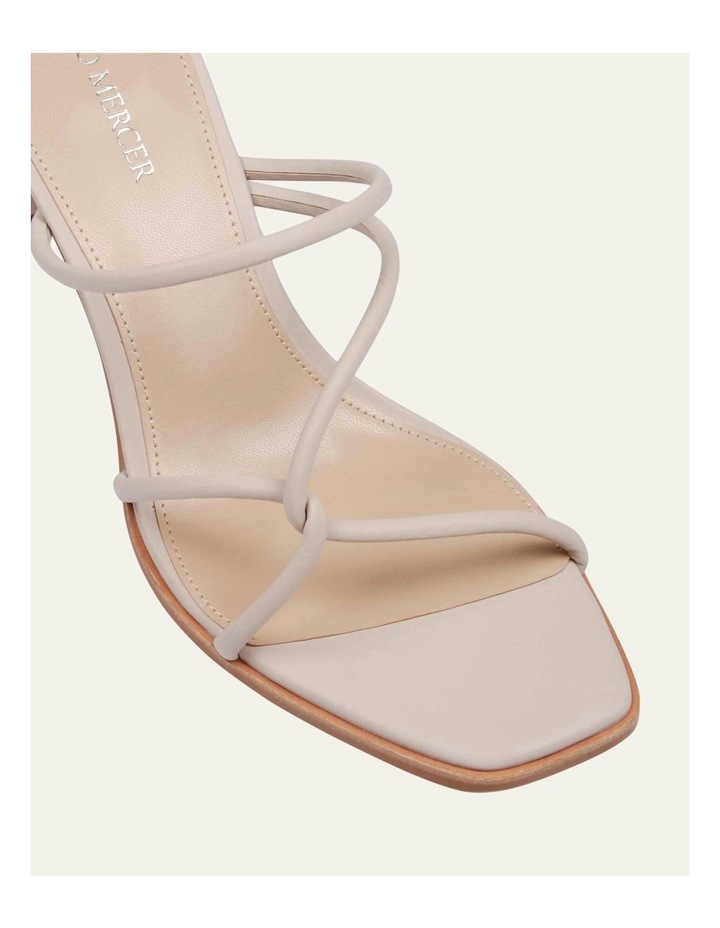 Novi Mid Heel Leather Sandals in Bone