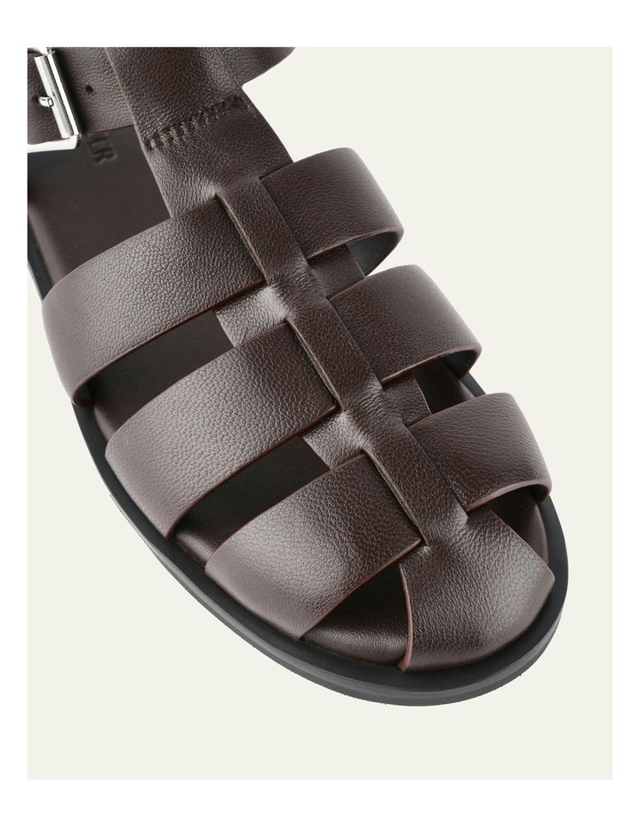 Leather Finn Flat Sandals in Chocolate