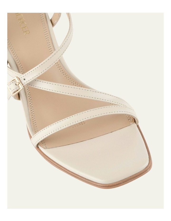 Nala Mid Heel Leather Sandals in White