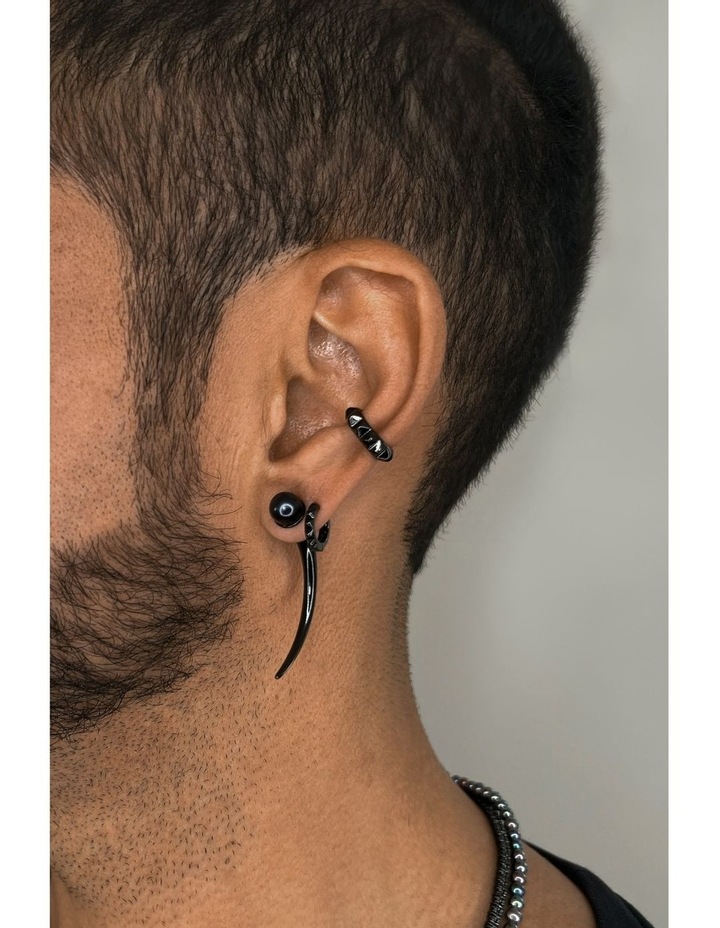 Honeycomb Huggie Earrings in Black