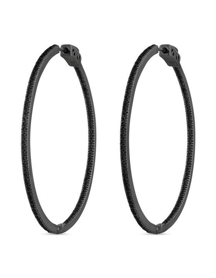 Light Hoop Diamond Earrings Black