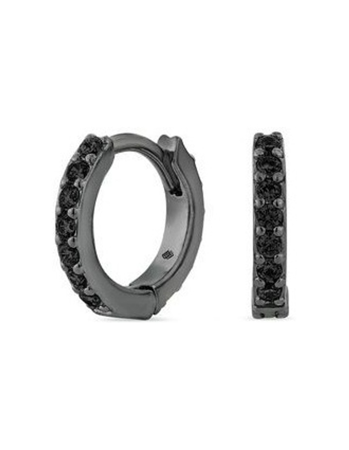 Light Huggie Diamond Earrings in Black