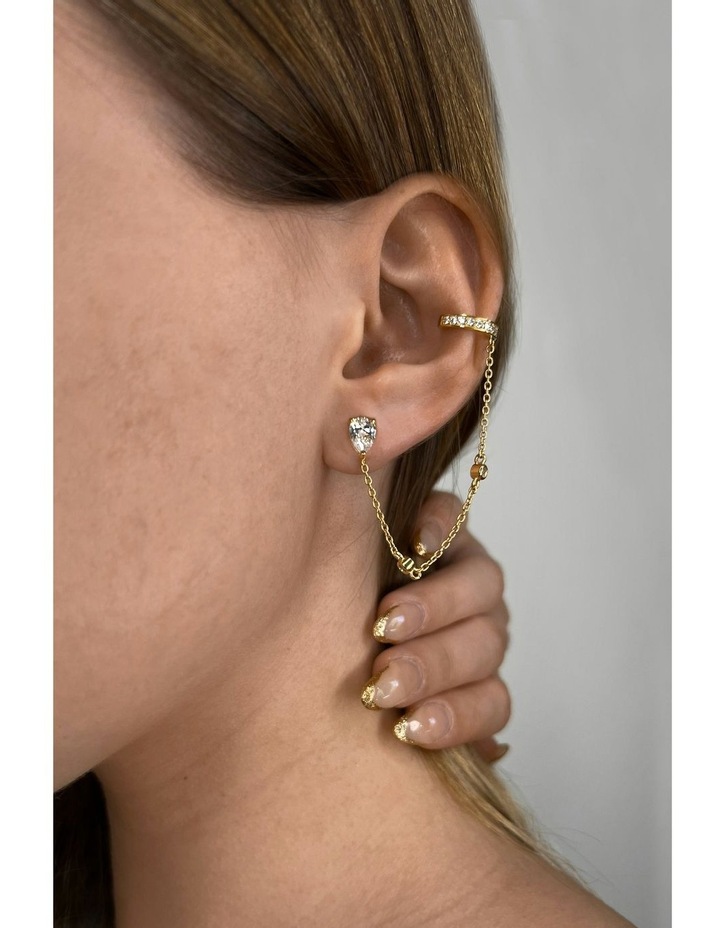 Pure Diamonds Stud And Ear Cuff Set in Gold Plated