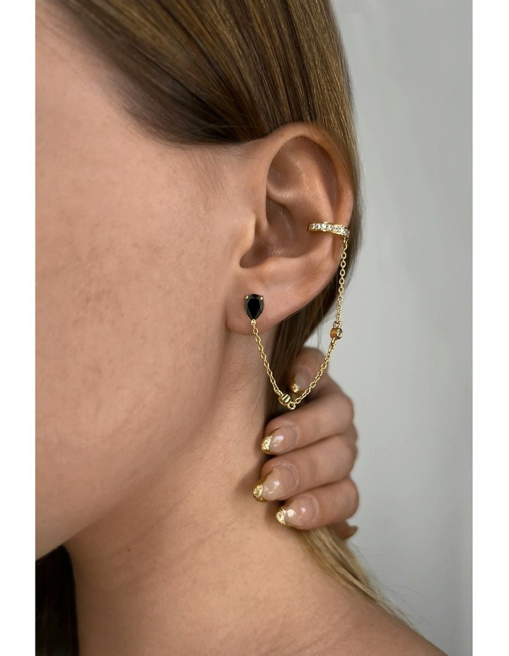 Pure Diamonds Stud And Ear Cuff Set in Gold Plated