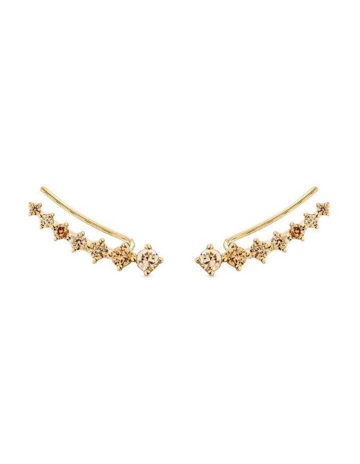 Pure Champagne Diamonds Ear Climber in Gold Plated
