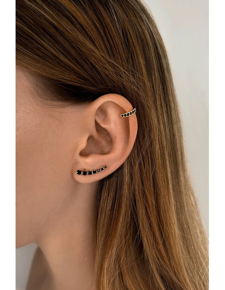 Pure Black Diamonds Ear Climber in Gold Plated