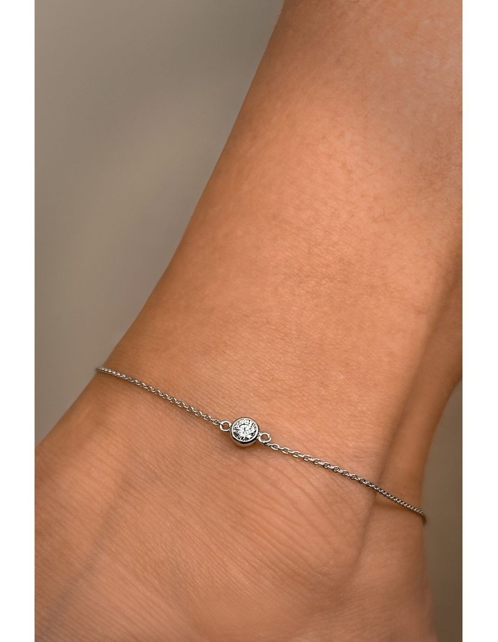 Minx Solitaire Diamonds Anklet in Silver Rhodium Plated