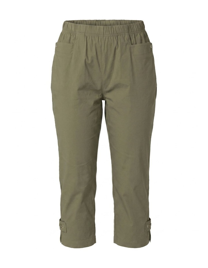 Vibe Stretch Eyelet Crop Pant in Olive