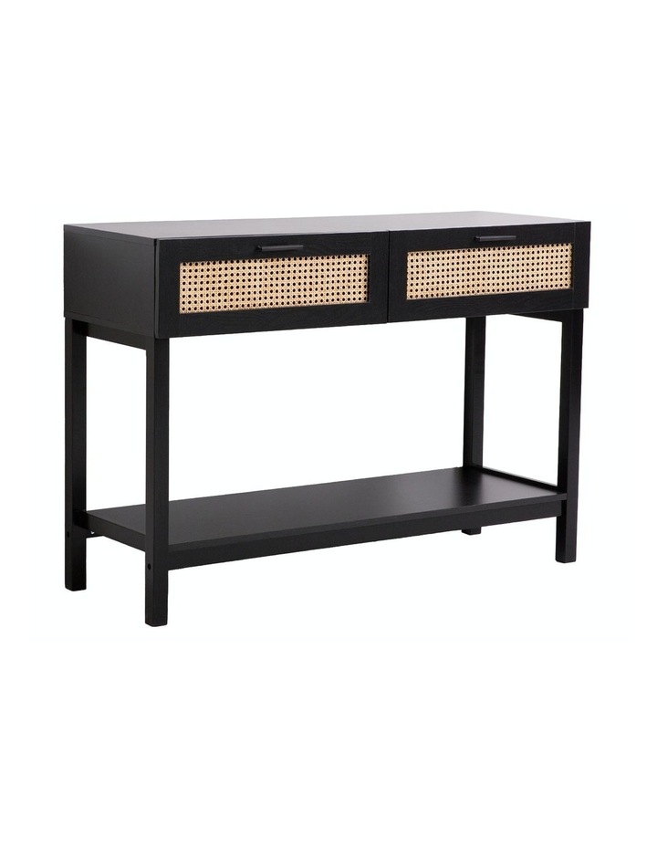 Casa Decor Rattan Console Table in Wood Black