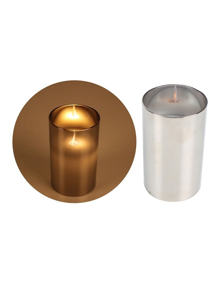 Moving Flameless Candle With Smoked Glass 13x8cm in Grey