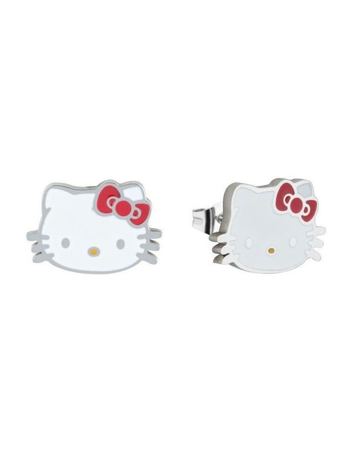 ECC Sanrio Hello Kitty Head Enamel Stud Earrings 12mm in Silver