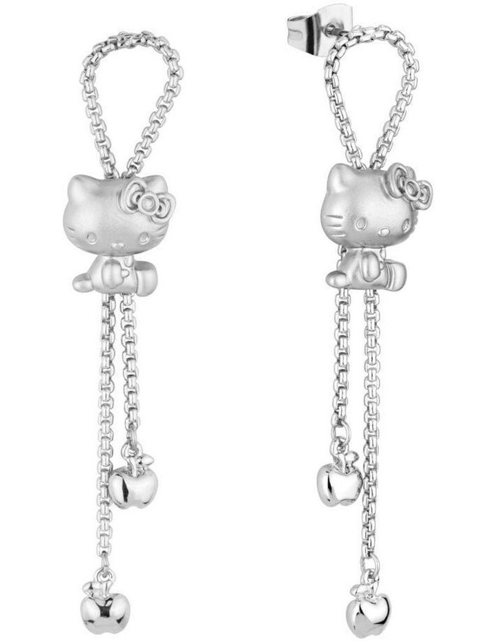 San Rio Hello Kitty Apple Drop Earrings 7cm in Silver