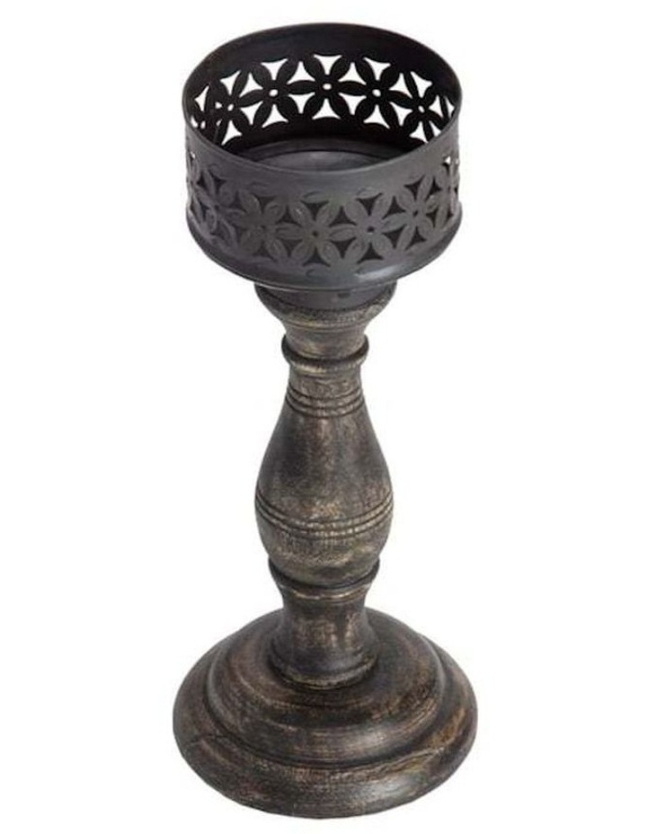 Handcrafted Long Chateau Pillar Candleholder 26cm in Black