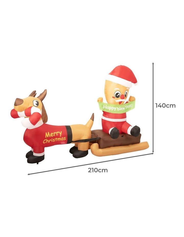Christmas Inflatable 2.1M Xmas Outdoor Dcor Garden LED Light Dog Sleigh