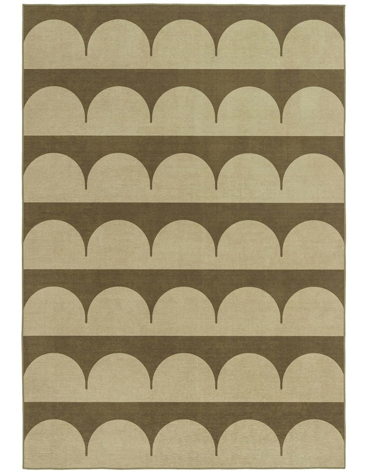 Inez Arch Stripe Indoor Outdoor Rug in Forest and Sage
