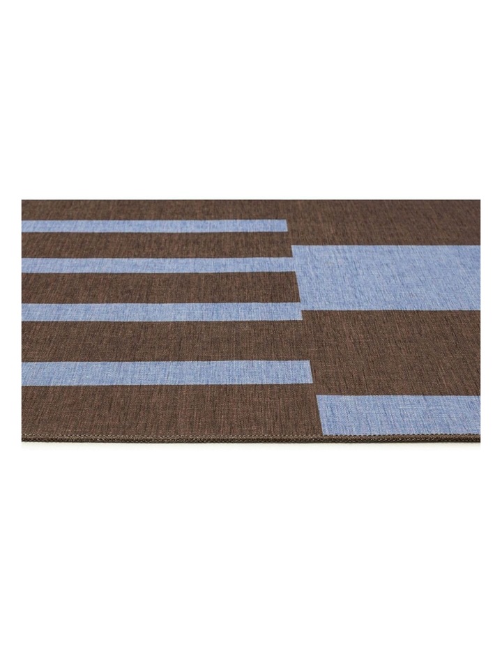 Luz Striped Indoor Outdoor Rug in Deep Cocoa/Vivid Blue
