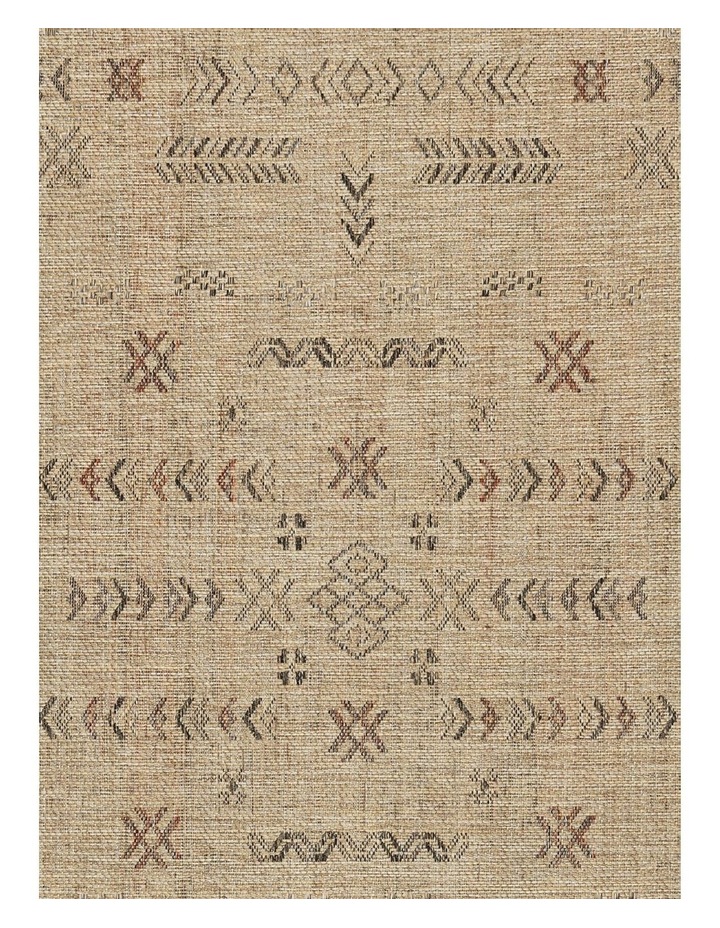 Loom Tribal Pattern Indoor Outdoor Rug in Sand Beige/Stone