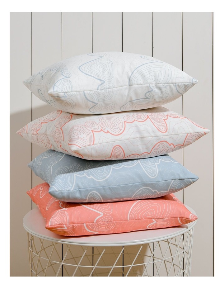 Wavelength Printed Cushion 50 x 50cm in White/Coral
