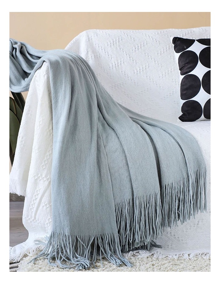 Acrylic Knitted Throw Blanket in Grey
