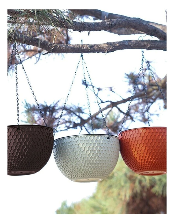 Self Watering Medium Hanging Resin Flower Pot in Coffee Brown