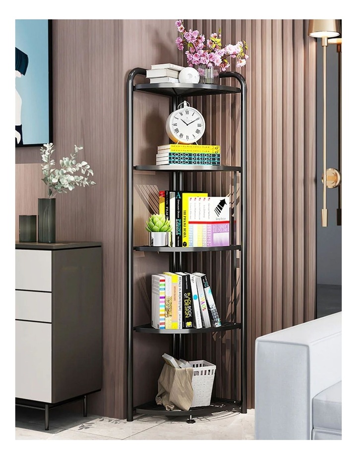 5 Tier Steel Triangular Corner Stand in Black