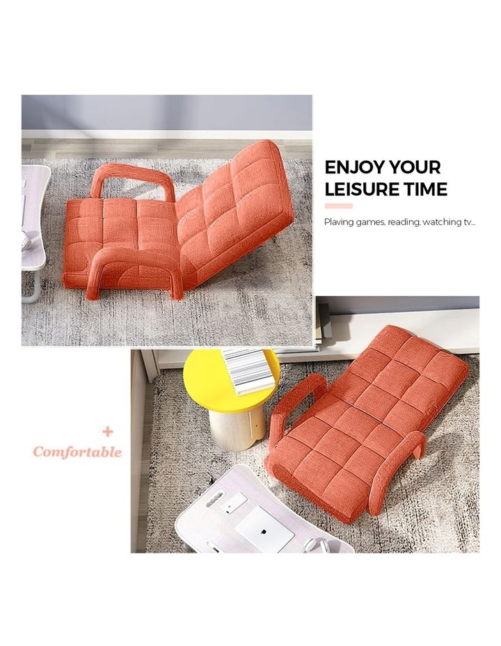 Foldable Floor Lounge Recliner Chair With Armrest in Orange