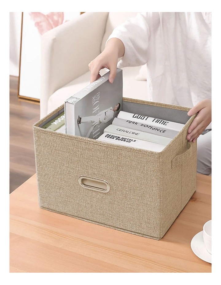 Small Foldable Canvas Storage Box in Beige