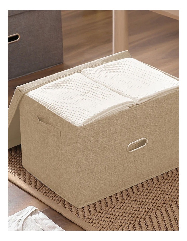 Large Foldable Canvas Storage Box in Beige