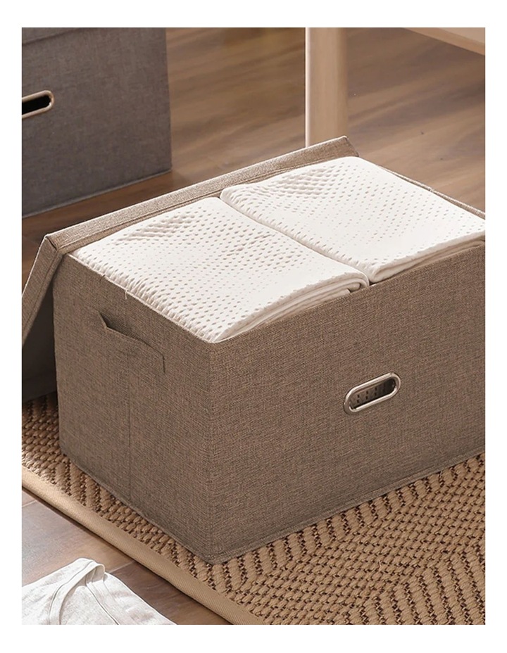 Small Foldable Canvas Storage Box in Coffee