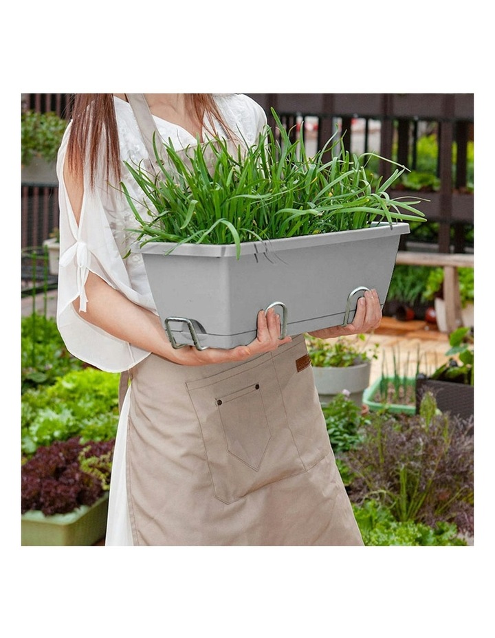 SOGA Grey Rectangular Planter Plastic Box With Holder Set Of 3