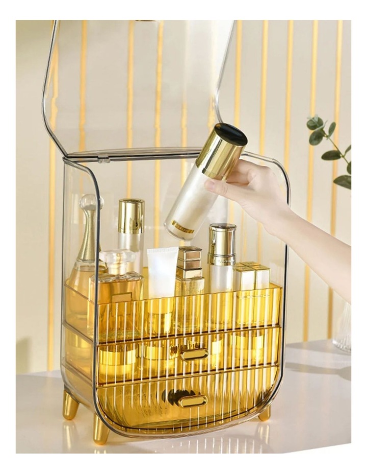 Perfume Storage Display Stand With Drawer And Organizer in Gold