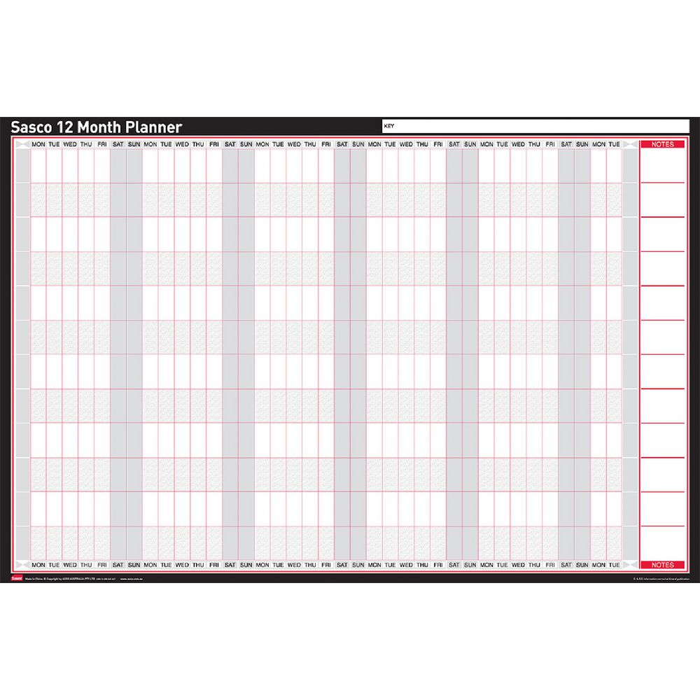 Sasco Undated Wall Planner 910x605mm
