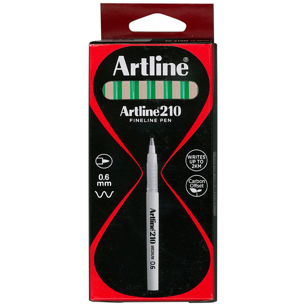 Artline 210 Fineliners 0.6mm Green 12 Pack